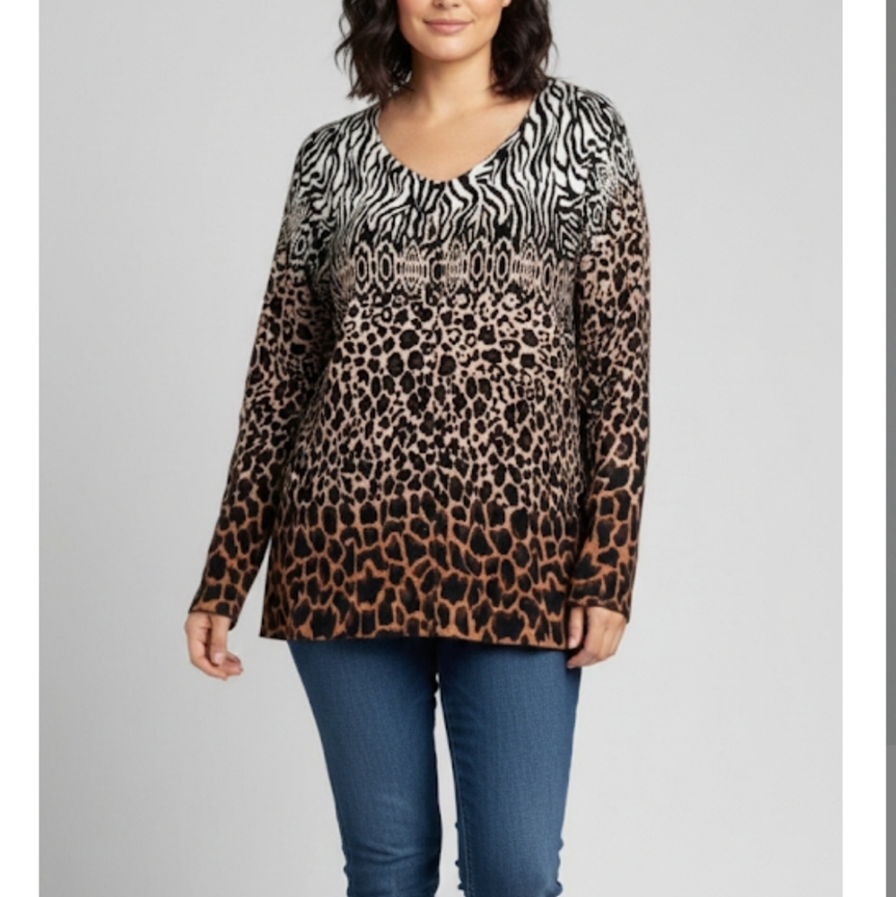 Brown Animal Print Button Cardigan